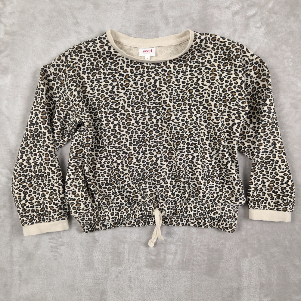 Seed Heritage Leopard Print Top‎ with Side Slits And Drawstring Size 8